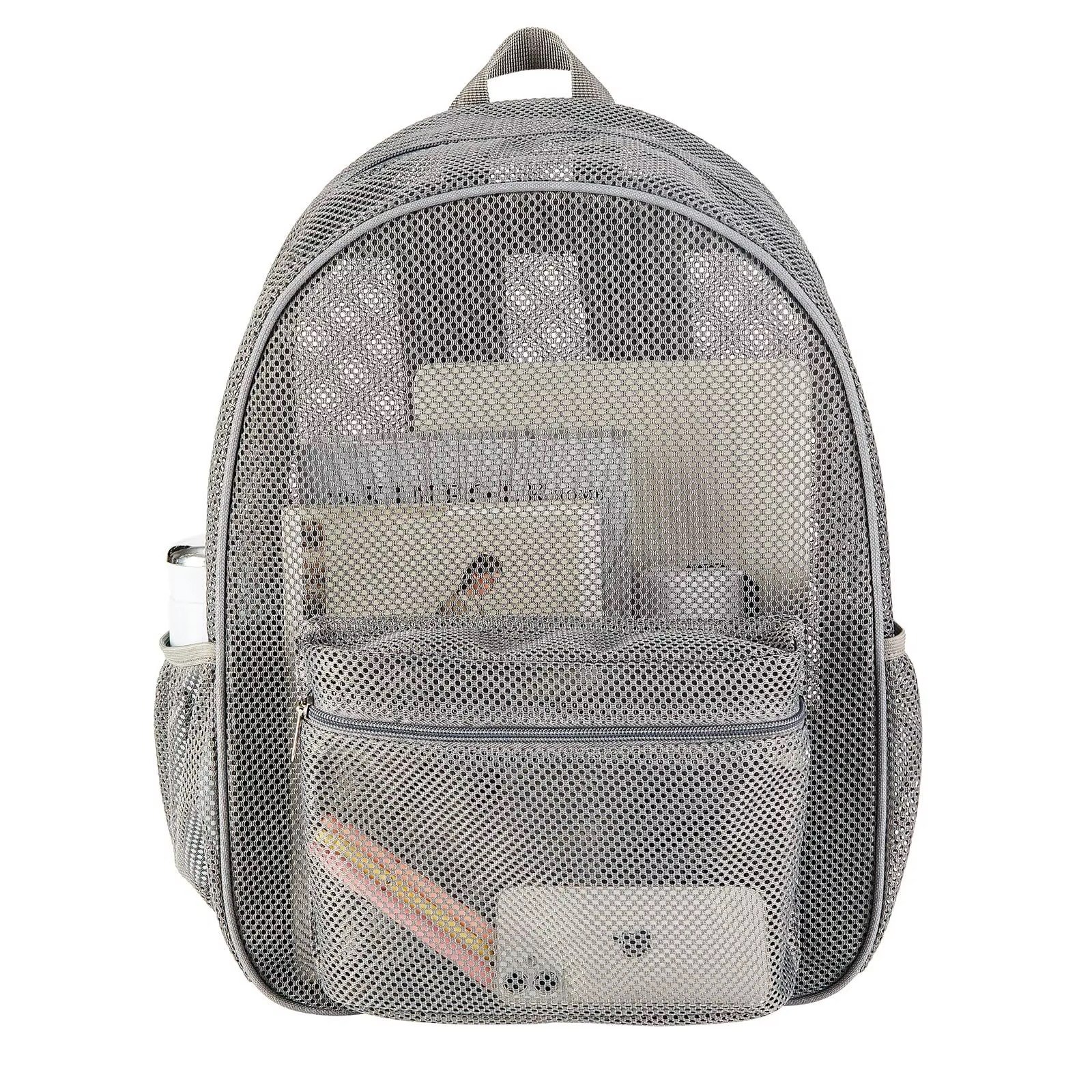Heavy Duty Mesh Backpack Portable Transparent See Through College Student School Bagback Outdoor Sports Beach Travel Back Pack detail image
