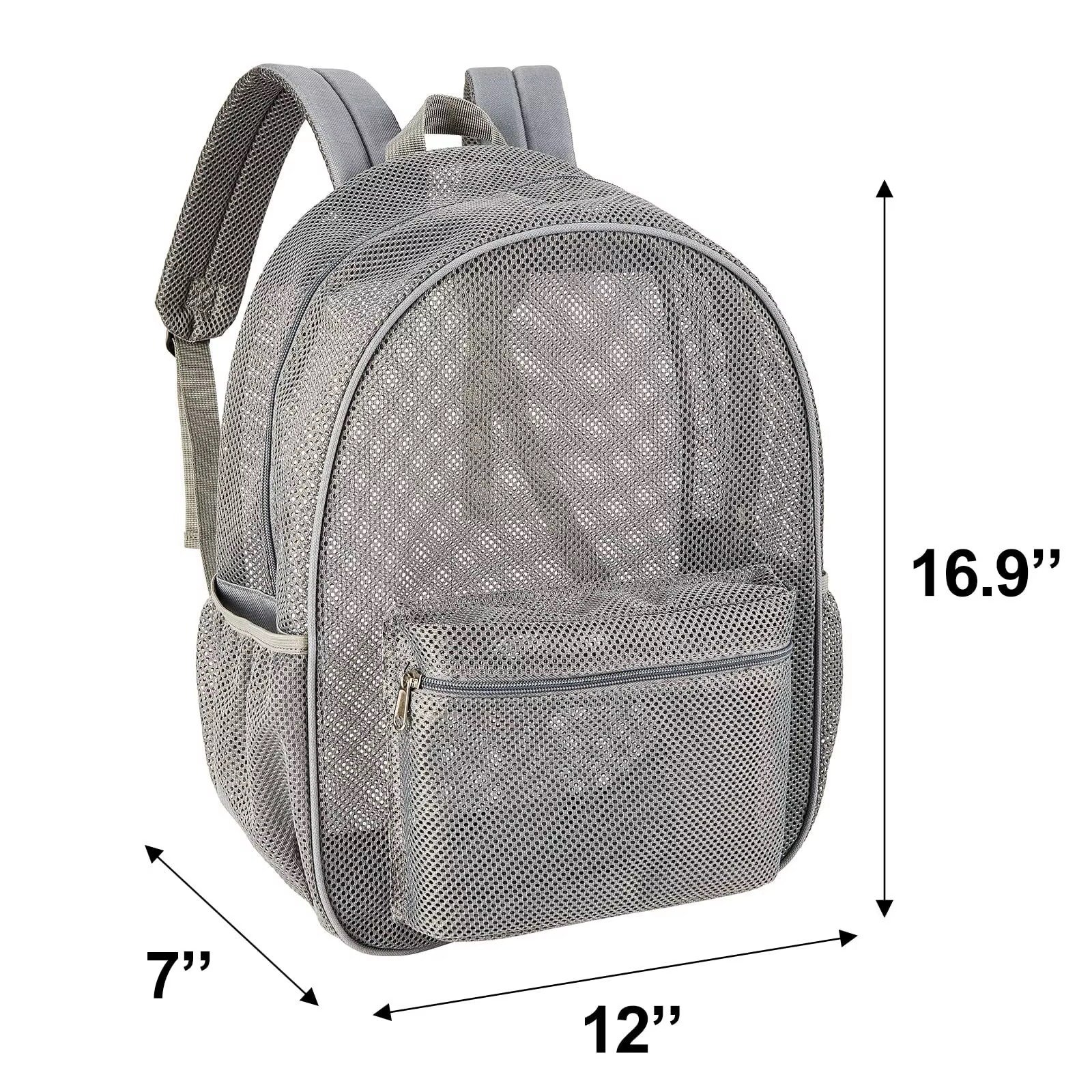 Heavy Duty Mesh Backpack Portable Transparent See Through College Student School Bagback Outdoor Sports Beach Travel Back Pack detail image