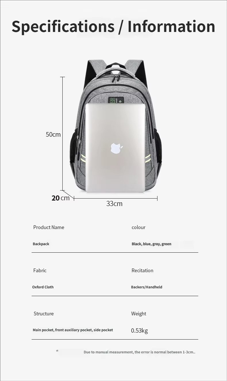 Water-Resistant Large Capacity Travel School Oxford Laptop Backpack product detail