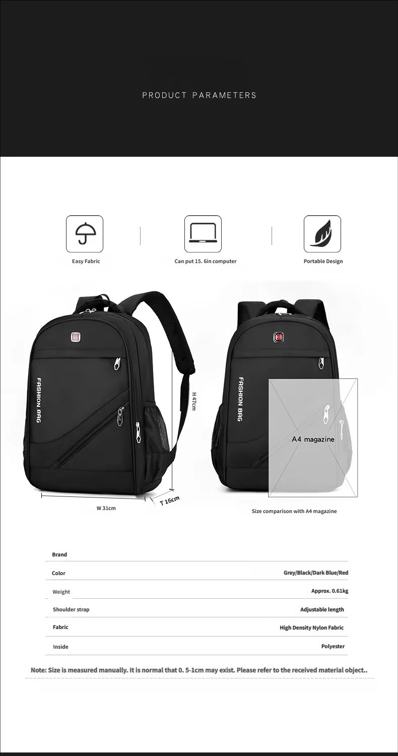 Water-Resistant Large Capacity Outdoor Travel School Nylon Laptop Backpack product detail