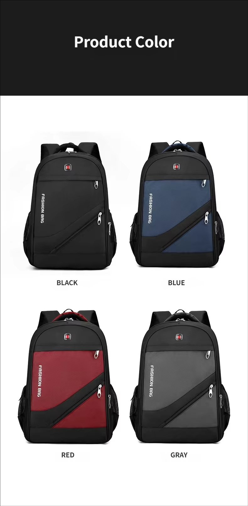 Water-Resistant Large Capacity Outdoor Travel School Nylon Laptop Backpack product detail