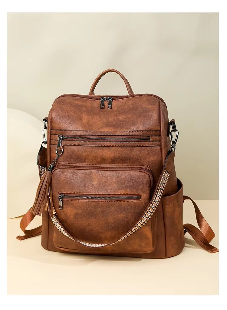Large Capacity Modern Travel School Leather Business Backpack product detail