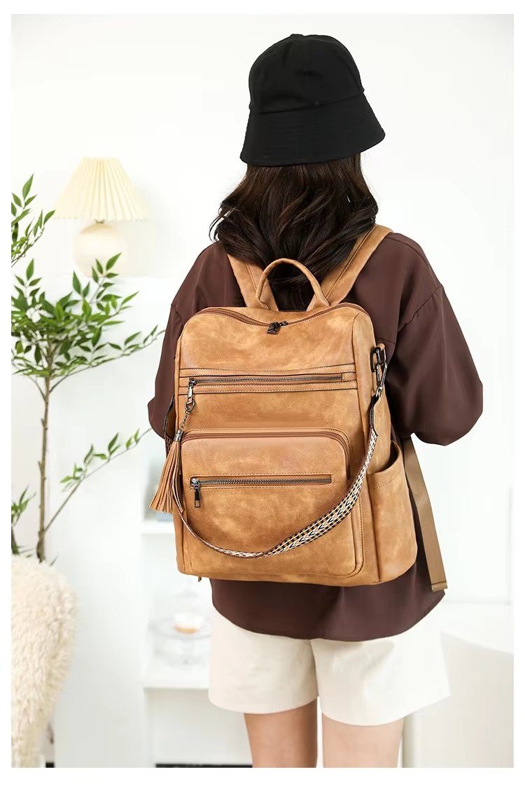 Large Capacity Modern Travel School Leather Business Backpack product detail