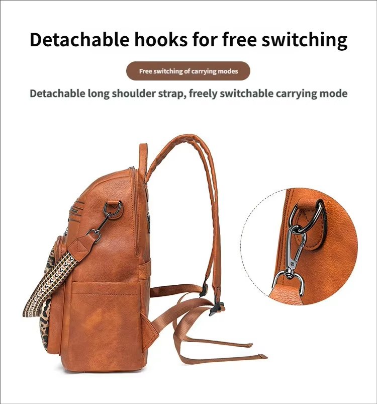Large Capacity Modern Travel School Leather Business Backpack product detail