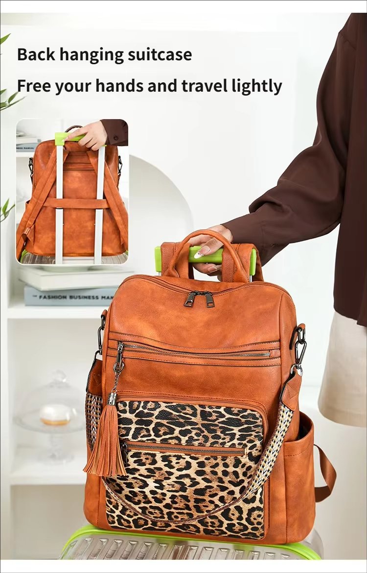 Large Capacity Modern Travel School Leather Business Backpack product detail