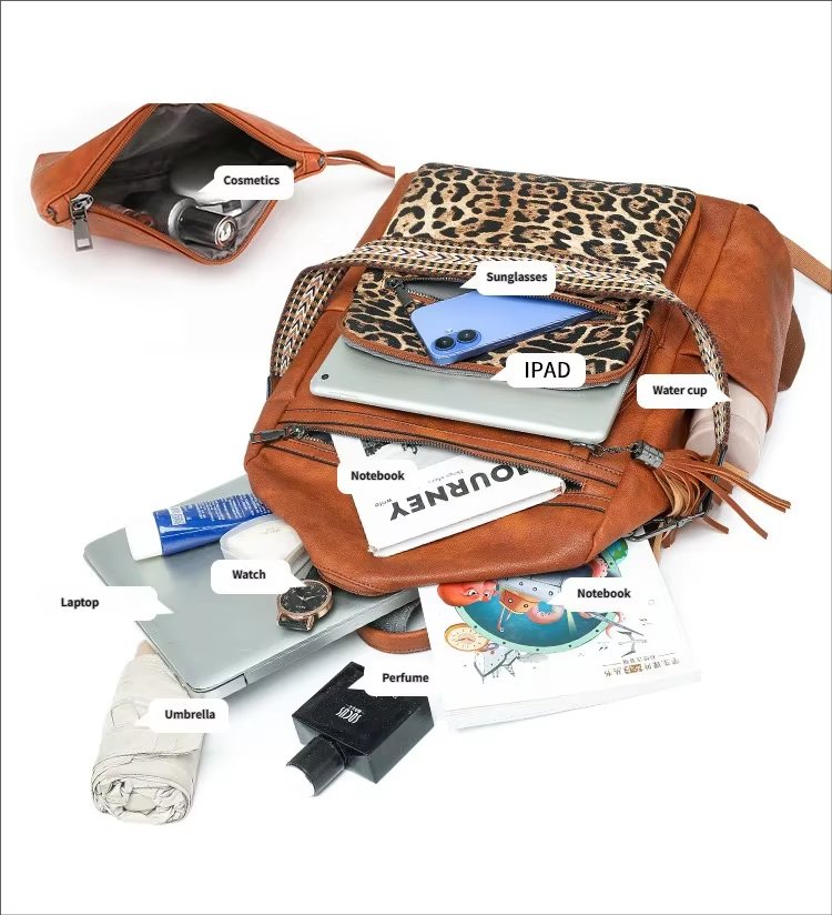 Large Capacity Modern Travel School Leather Business Backpack product detail