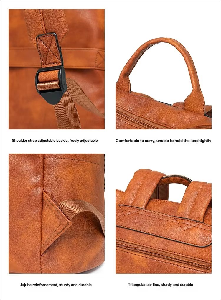 Large Capacity Modern Travel School Leather Business Backpack product detail