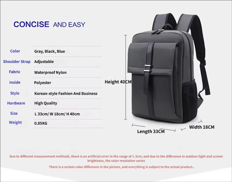 Water-Resistant Large Capacity Business Travel School Nylon Laptop Backpack product detail