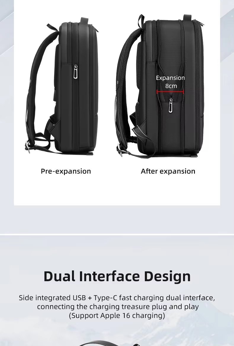 Large Capacity Expandable Lightweight USB Slim Oxford Laptop Backpack product detail