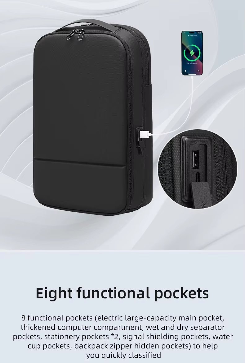 Large Capacity Expandable Lightweight USB Slim Oxford Laptop Backpack product detail