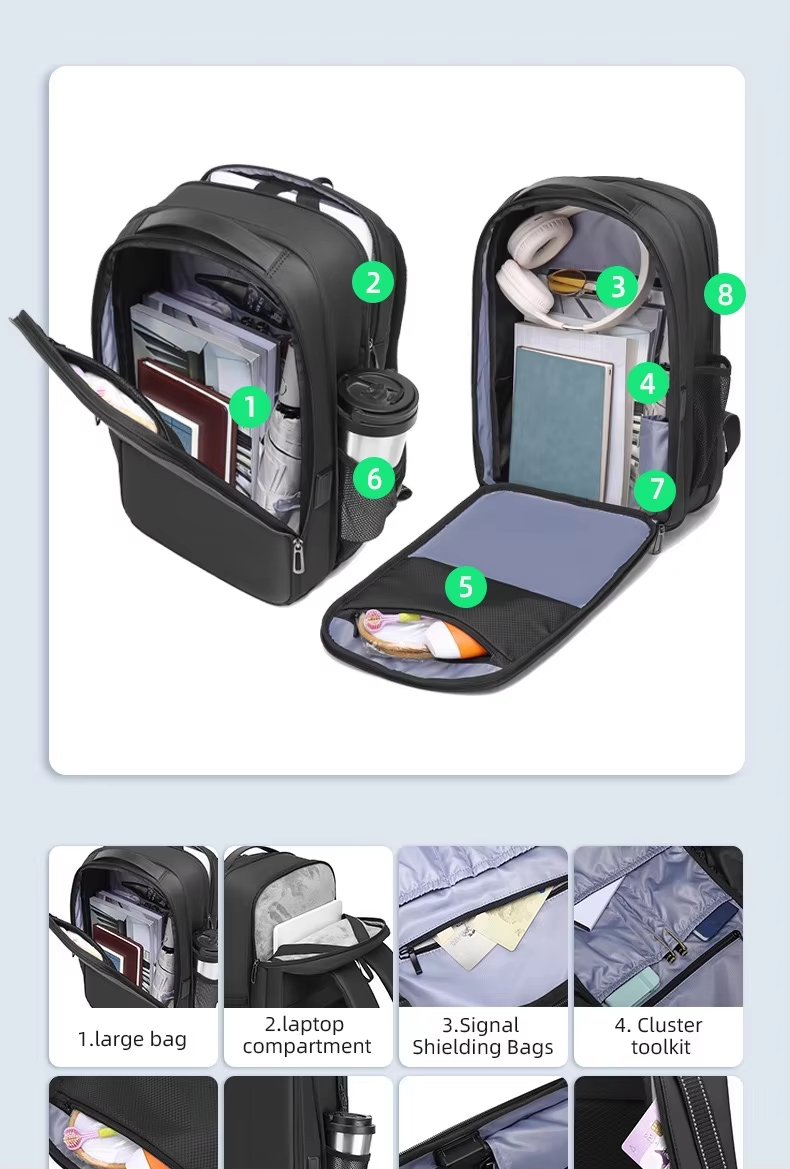Large Capacity Expandable Lightweight USB Slim Oxford Laptop Backpack product detail