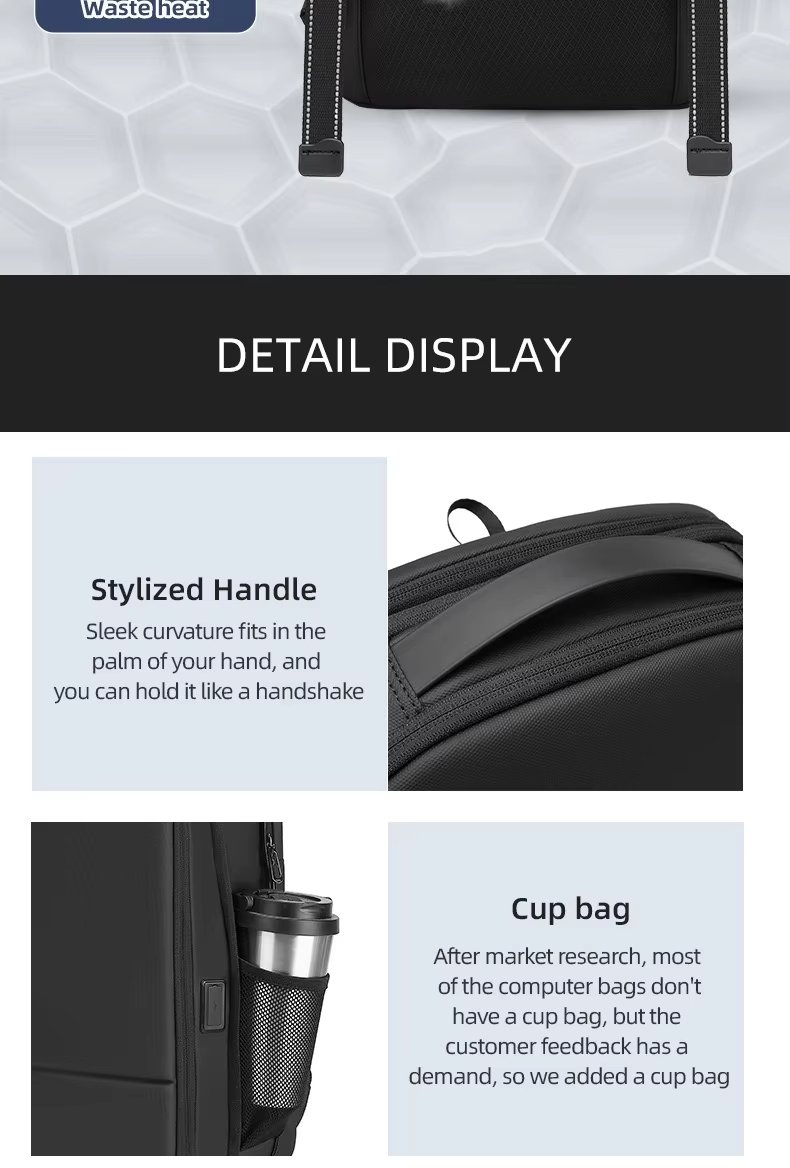 Large Capacity Expandable Lightweight USB Slim Oxford Laptop Backpack product detail