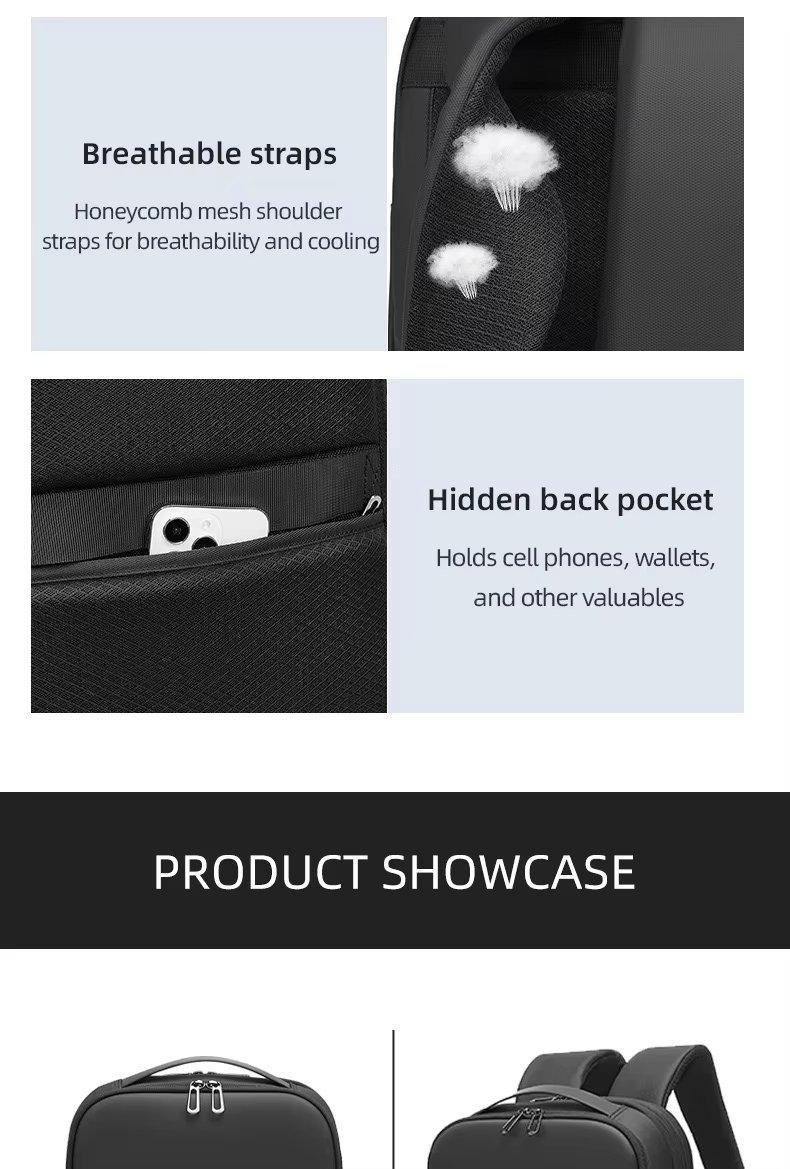 Large Capacity Expandable Lightweight USB Slim Oxford Laptop Backpack product detail