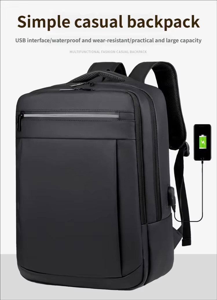 Water-Resistant Large Capacity Lightweight USB Business Oxford Laptop Backpack product detail