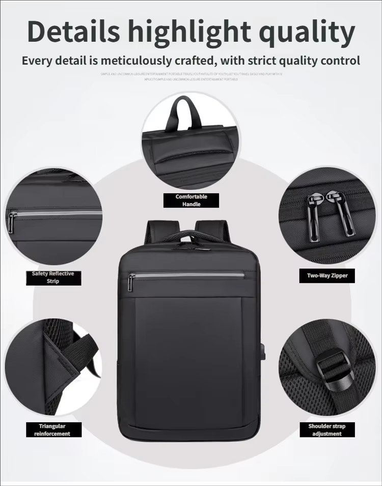 Water-Resistant Large Capacity Lightweight USB Business Oxford Laptop Backpack product detail