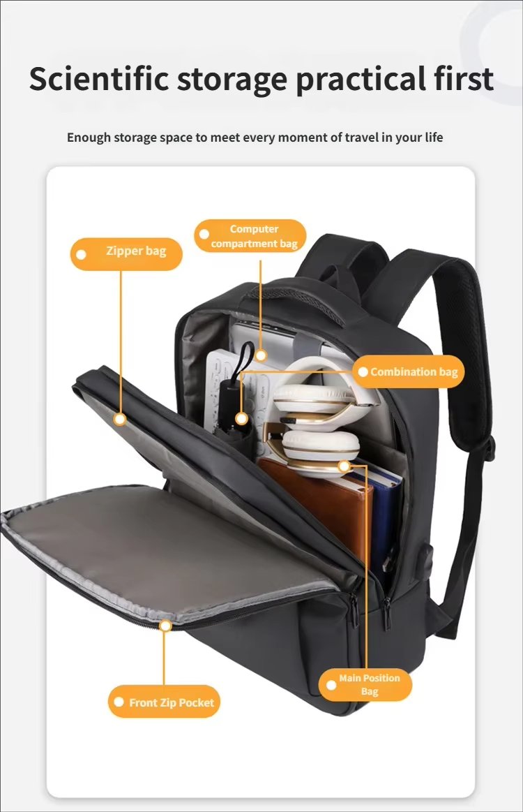 Water-Resistant Large Capacity Lightweight USB Business Oxford Laptop Backpack product detail
