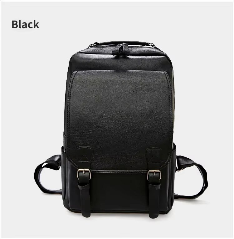 Water-Resistant Large Capacity Vintage Business Travel PU Leather Laptop Backpack product detail