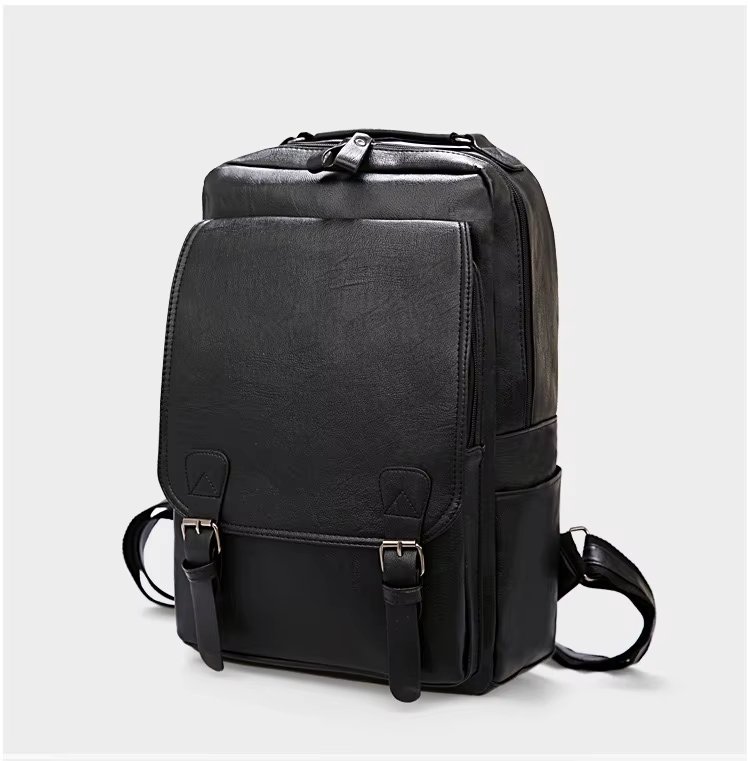 Water-Resistant Large Capacity Vintage Business Travel PU Leather Laptop Backpack product detail
