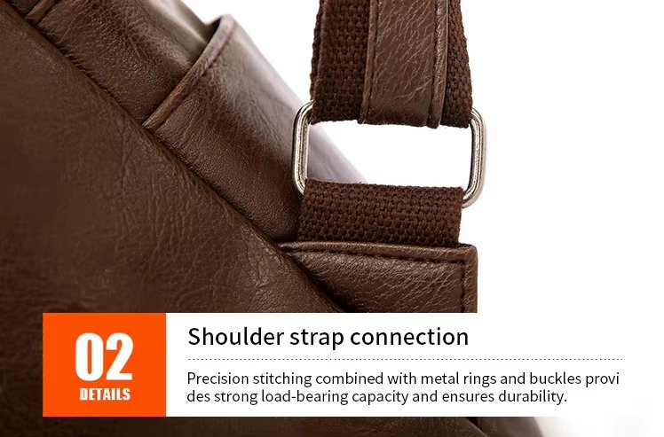 Water-Resistant Large Capacity Vintage Business Travel PU Leather Laptop Backpack product detail