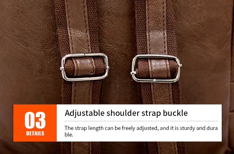 Water-Resistant Large Capacity Vintage Business Travel PU Leather Laptop Backpack product detail