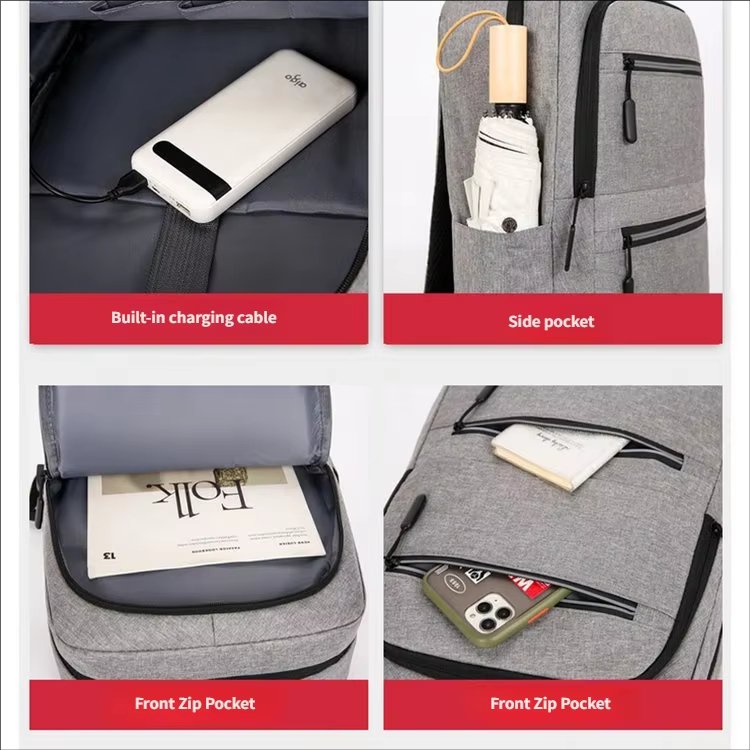 Water-Resistant Large Capacity USB Business Travel Oxford Laptop Backpack product detail
