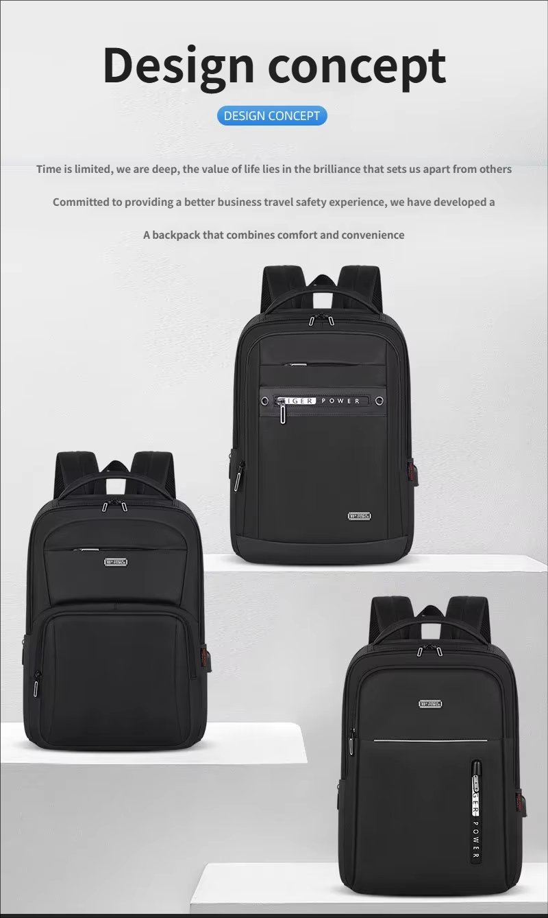 Water-Resistant Large Capacity USB Business Travel Oxford Laptop Backpack product detail