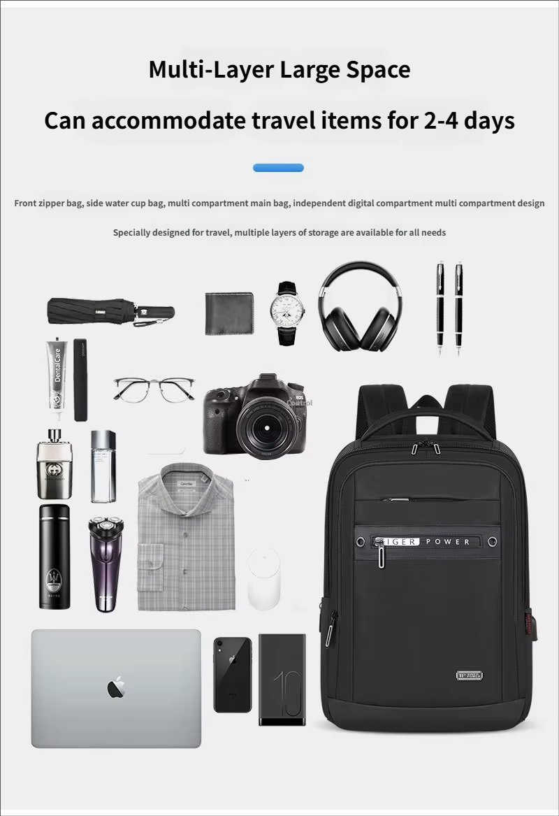 Water-Resistant Large Capacity USB Business Travel Oxford Laptop Backpack product detail