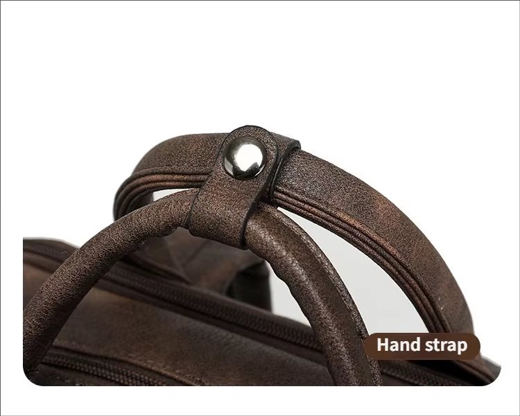 Vintage Business Travel School PU Leather Laptop Backpack product detail