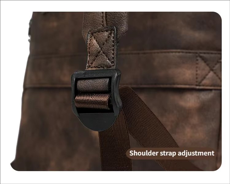 Vintage Business Travel School PU Leather Laptop Backpack product detail