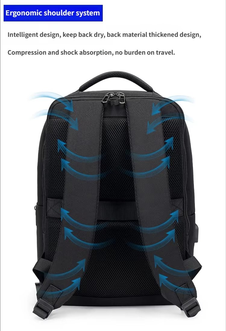 Water-Resistant Large Capacity USB Business Travel Oxford Laptop Backpack product detail