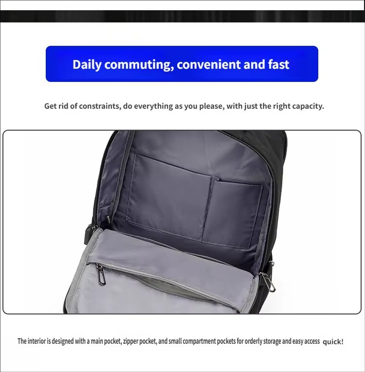 Water-Resistant Large Capacity USB Business Travel Oxford Laptop Backpack product detail