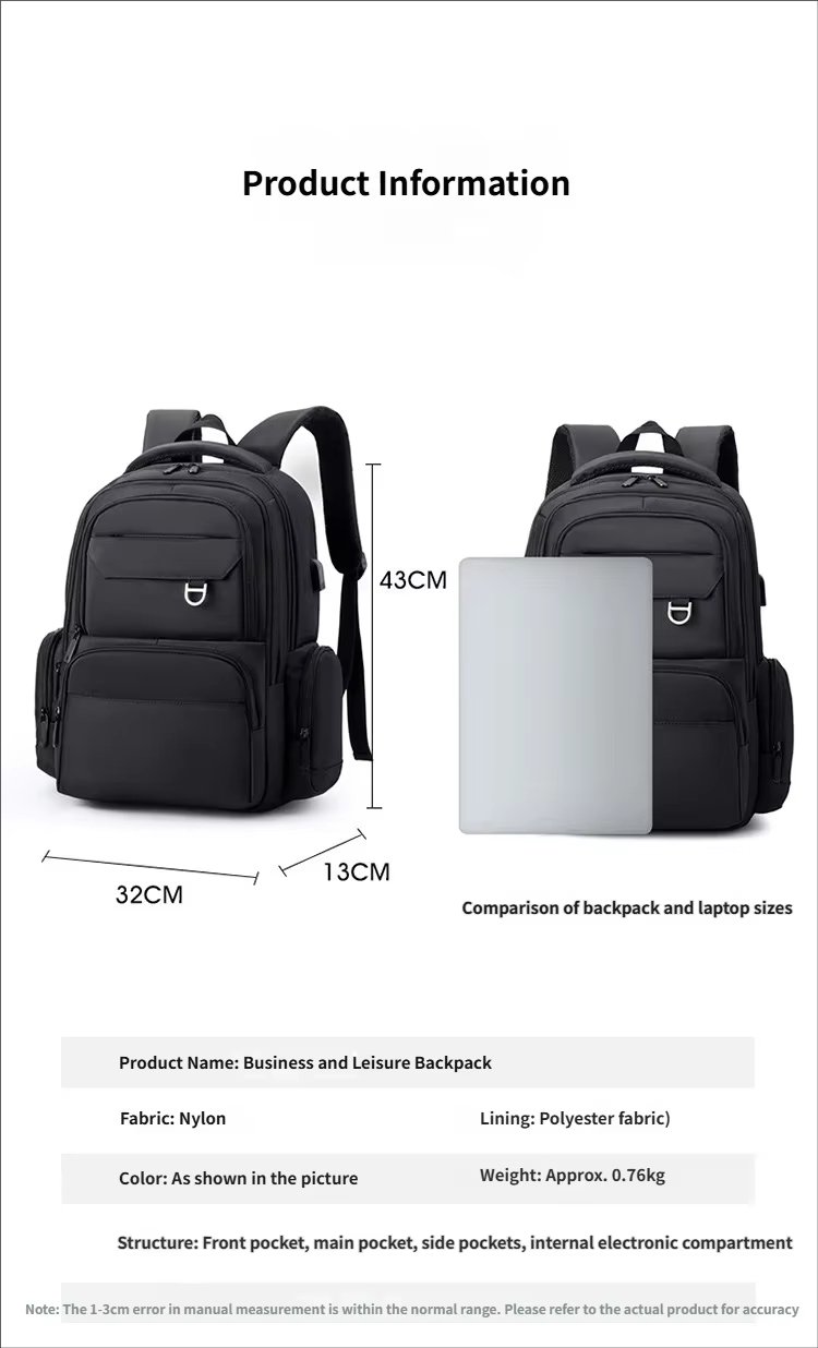 Water-Resistant Large Capacity Lightweight USB Modern Oxford Laptop Backpack product detail