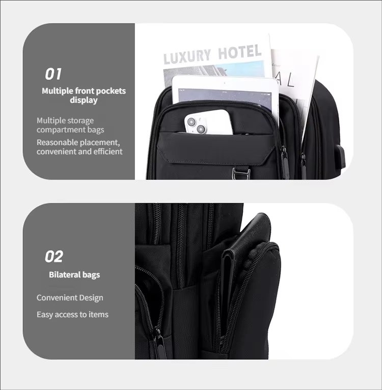 Water-Resistant Large Capacity Lightweight USB Modern Oxford Laptop Backpack product detail