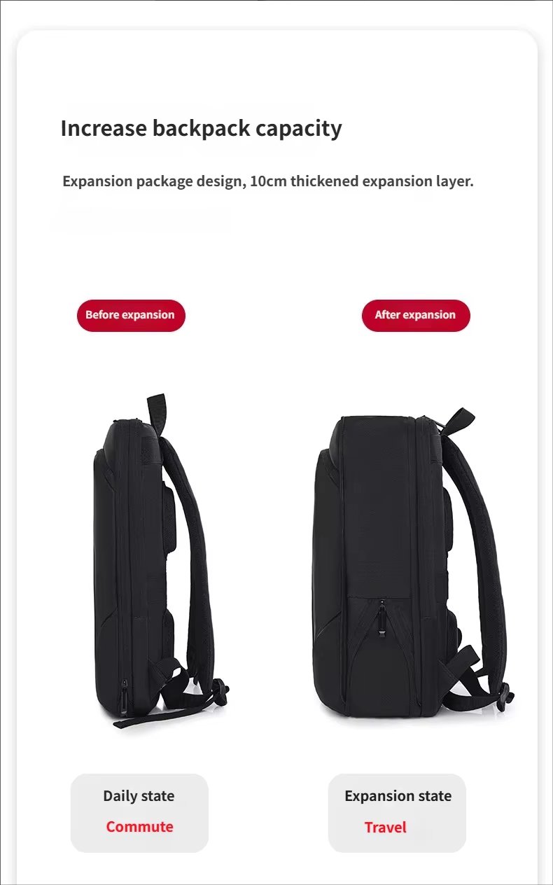 Large Capacity Expandable Lightweight Slim Business Oxford Laptop Backpack product detail