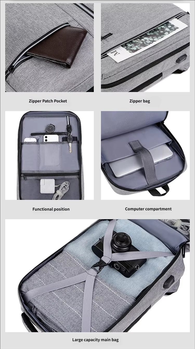 Water-Resistant Large Capacity USB Business Travel Oxford Laptop Backpack product detail