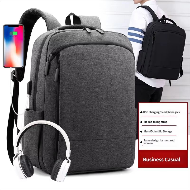 Water-Resistant Large Capacity USB Business School Nylon Laptop Backpack product detail