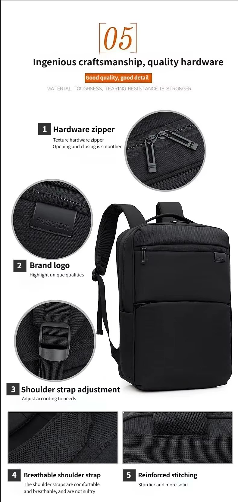 Water-Resistant Large Capacity Modern Outdoor Business Oxford Laptop Backpack product detail
