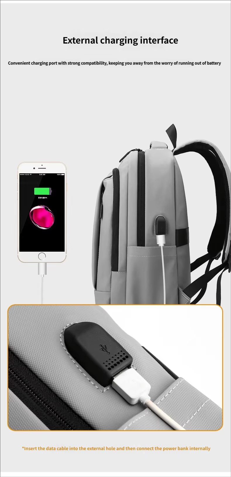 Anti-Theft Water-Resistant Large Capacity USB Business Nylon Laptop Backpack product detail