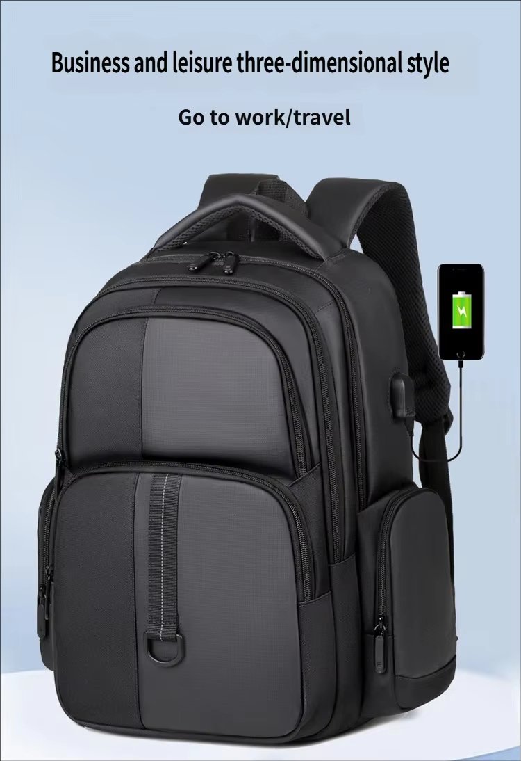 Water-Resistant Large Capacity USB Business Travel Oxford Laptop Backpack product detail