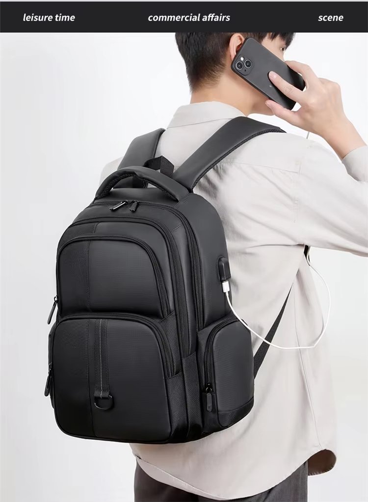 Water-Resistant Large Capacity USB Business Travel Oxford Laptop Backpack product detail