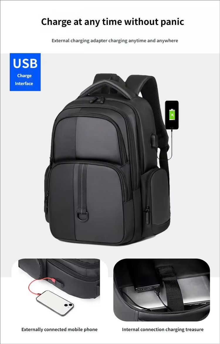 Water-Resistant Large Capacity USB Business Travel Oxford Laptop Backpack product detail