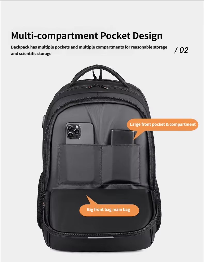 Water-Resistant Large Capacity USB Business Travel Oxford Laptop Backpack product detail