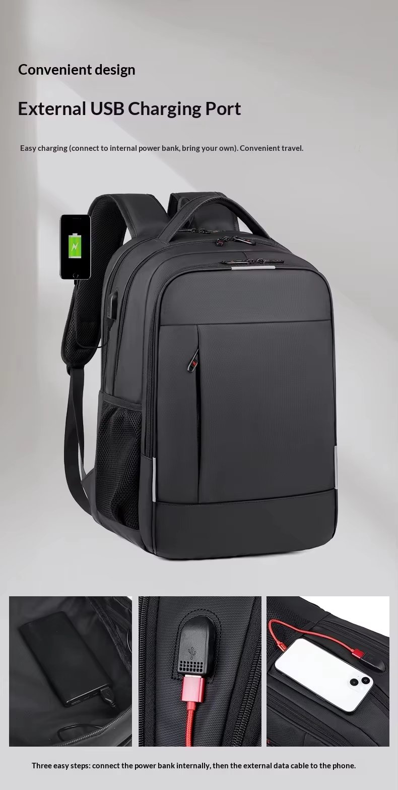 Water-Resistant Large Capacity USB Business Travel Oxford Laptop Backpack product detail