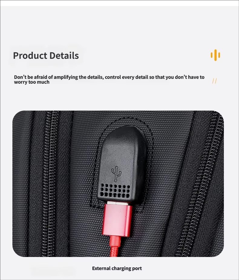 Water-Resistant Large Capacity USB Business Travel Oxford Laptop Backpack product detail