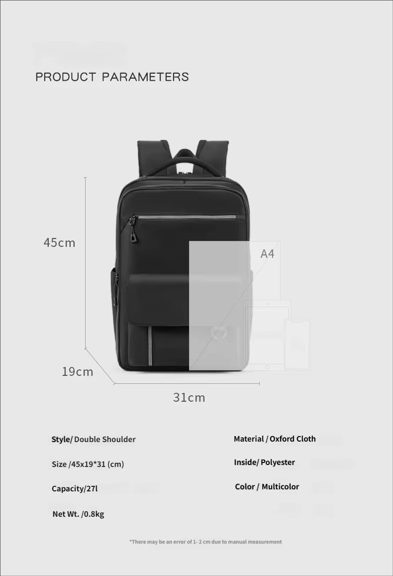 Water-Resistant Large Capacity Business School Casual Oxford Laptop Backpack product detail