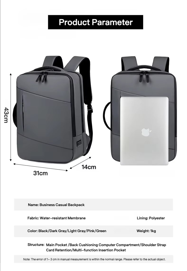 Large Capacity USB Business Travel School Oxford Laptop Backpack product detail