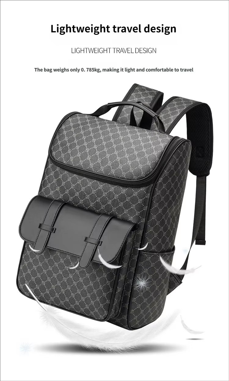 Water-Resistant Large Capacity Modern Business Travel PU Leather Laptop Backpack product detail