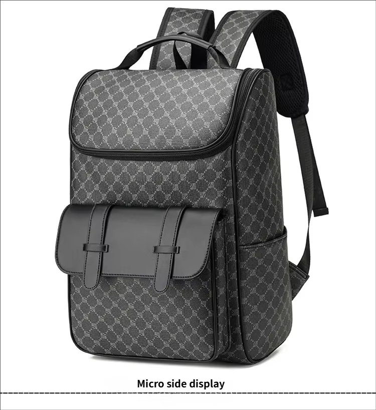 Water-Resistant Large Capacity Modern Business Travel PU Leather Laptop Backpack product detail