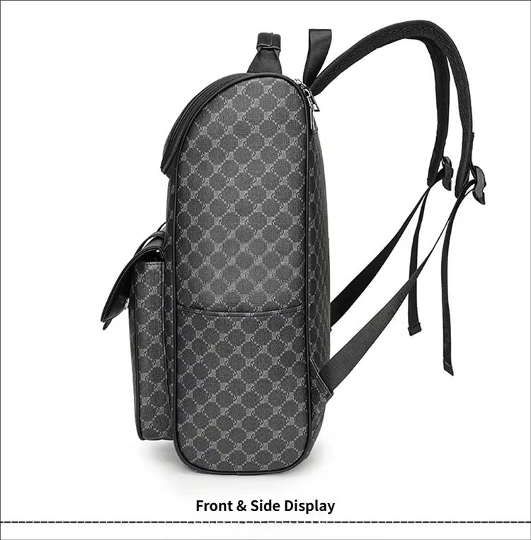Water-Resistant Large Capacity Modern Business Travel PU Leather Laptop Backpack product detail