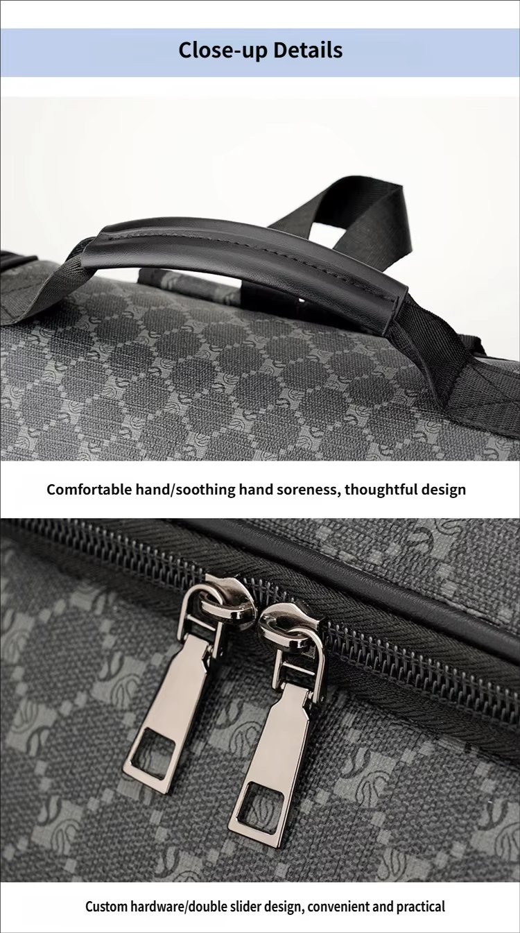Water-Resistant Large Capacity Modern Business Travel PU Leather Laptop Backpack product detail